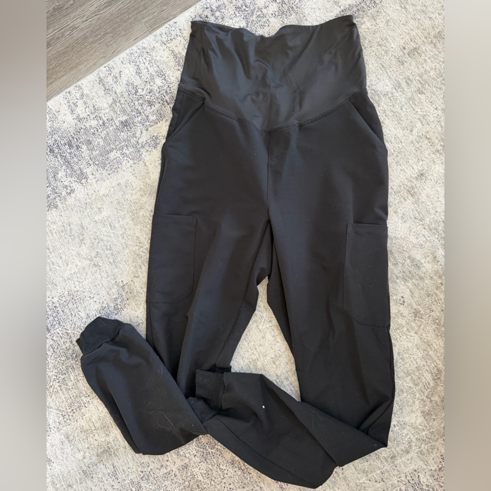 Black High-Waist Active Maternity Scrubs